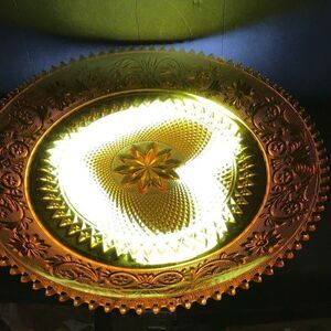 Platter, depression era, Amber gold serving platter